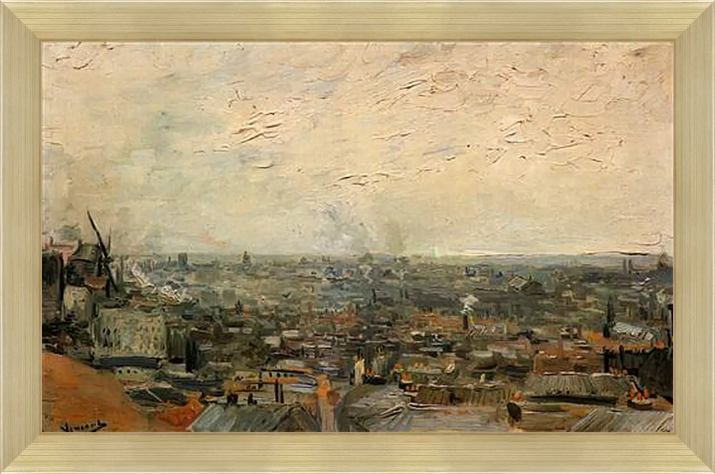 Картина в раме - View of Paris from Montmartre. Винсент Ван Гог