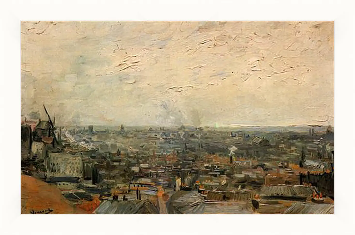 Картина в раме - View of Paris from Montmartre. Винсент Ван Гог