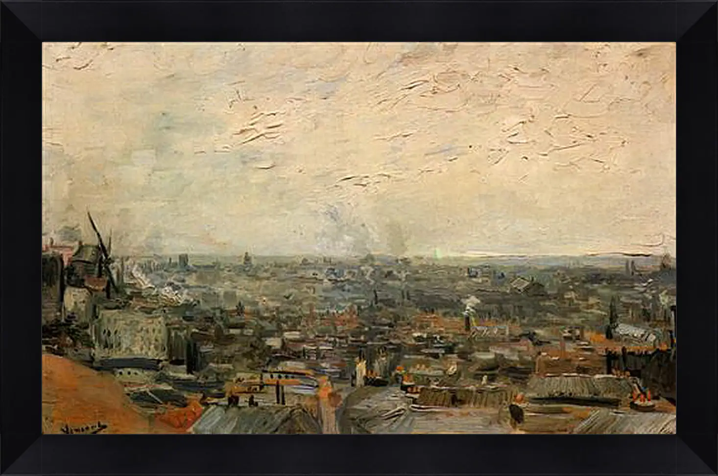 Картина в раме - View of Paris from Montmartre. Винсент Ван Гог