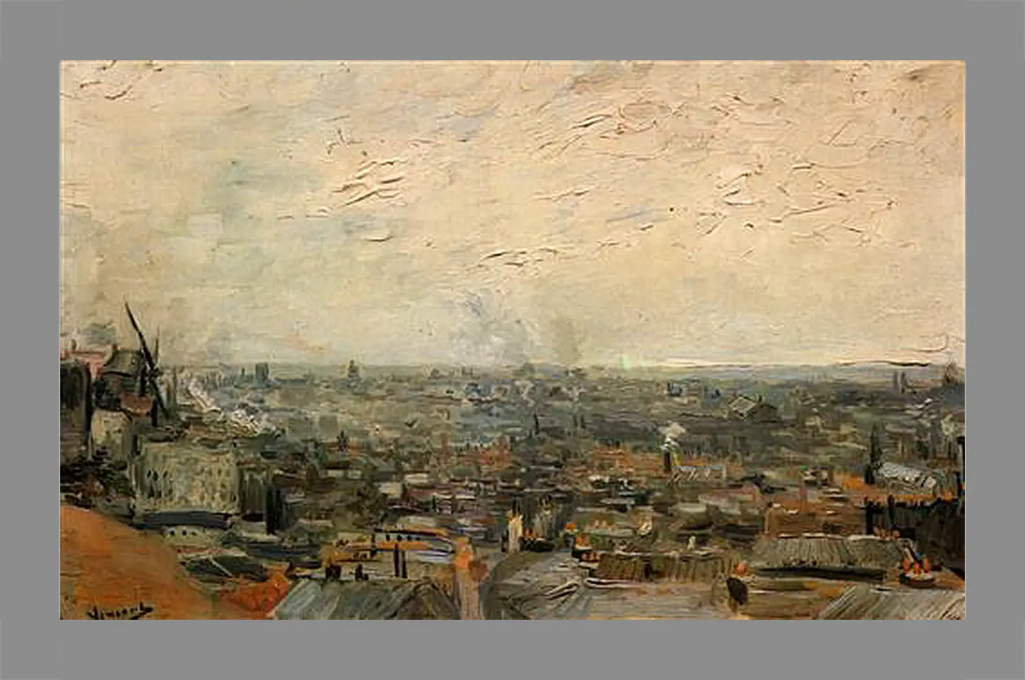 Картина в раме - View of Paris from Montmartre. Винсент Ван Гог