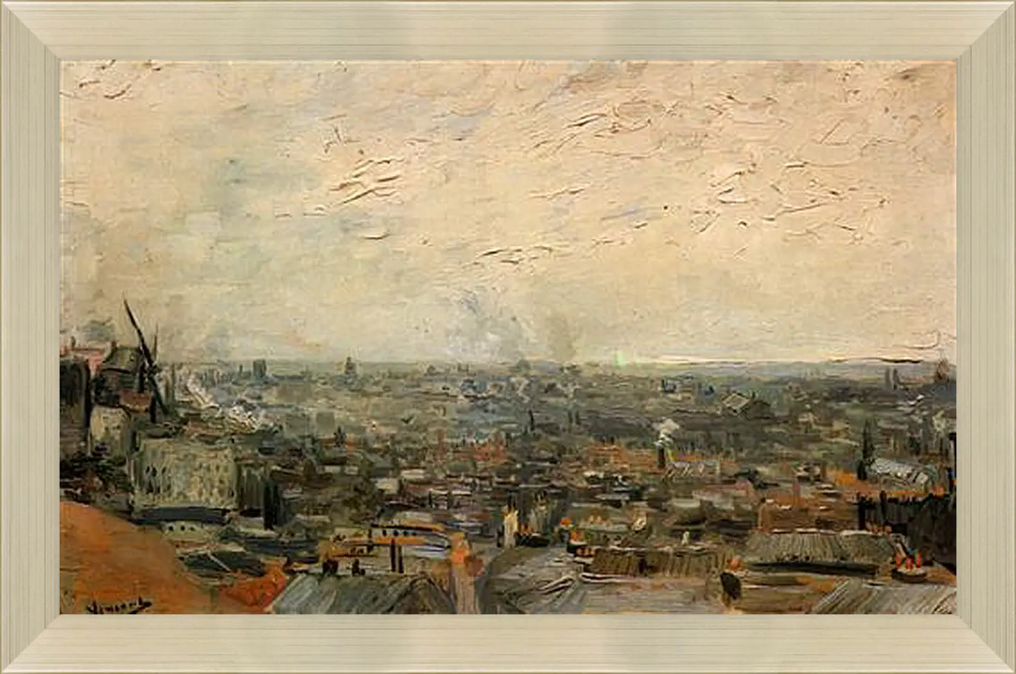 Картина в раме - View of Paris from Montmartre. Винсент Ван Гог