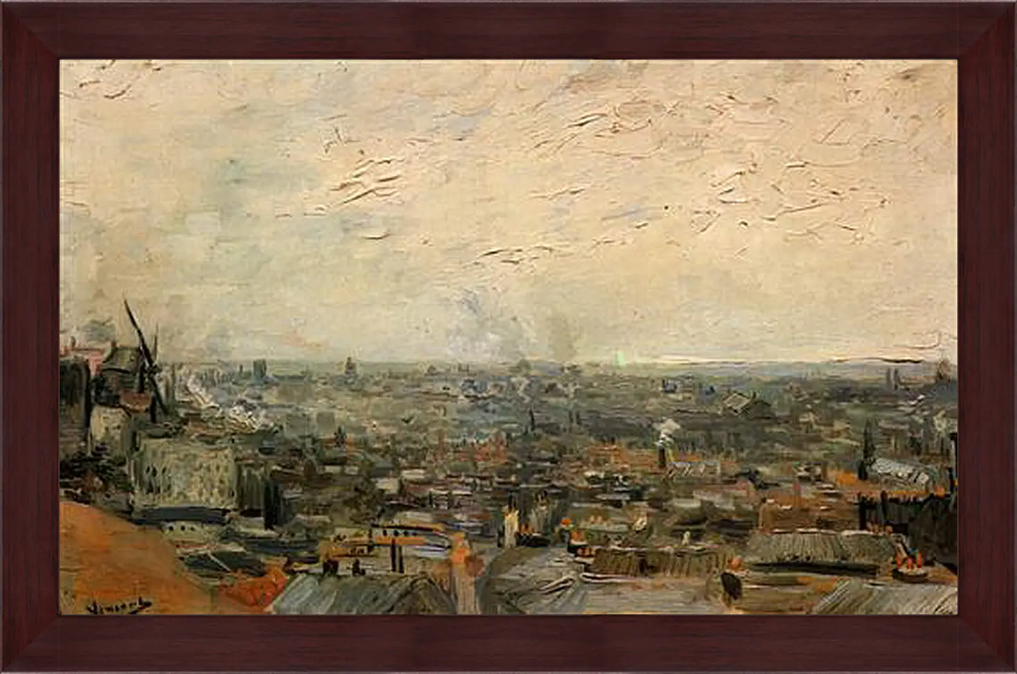 Картина в раме - View of Paris from Montmartre. Винсент Ван Гог
