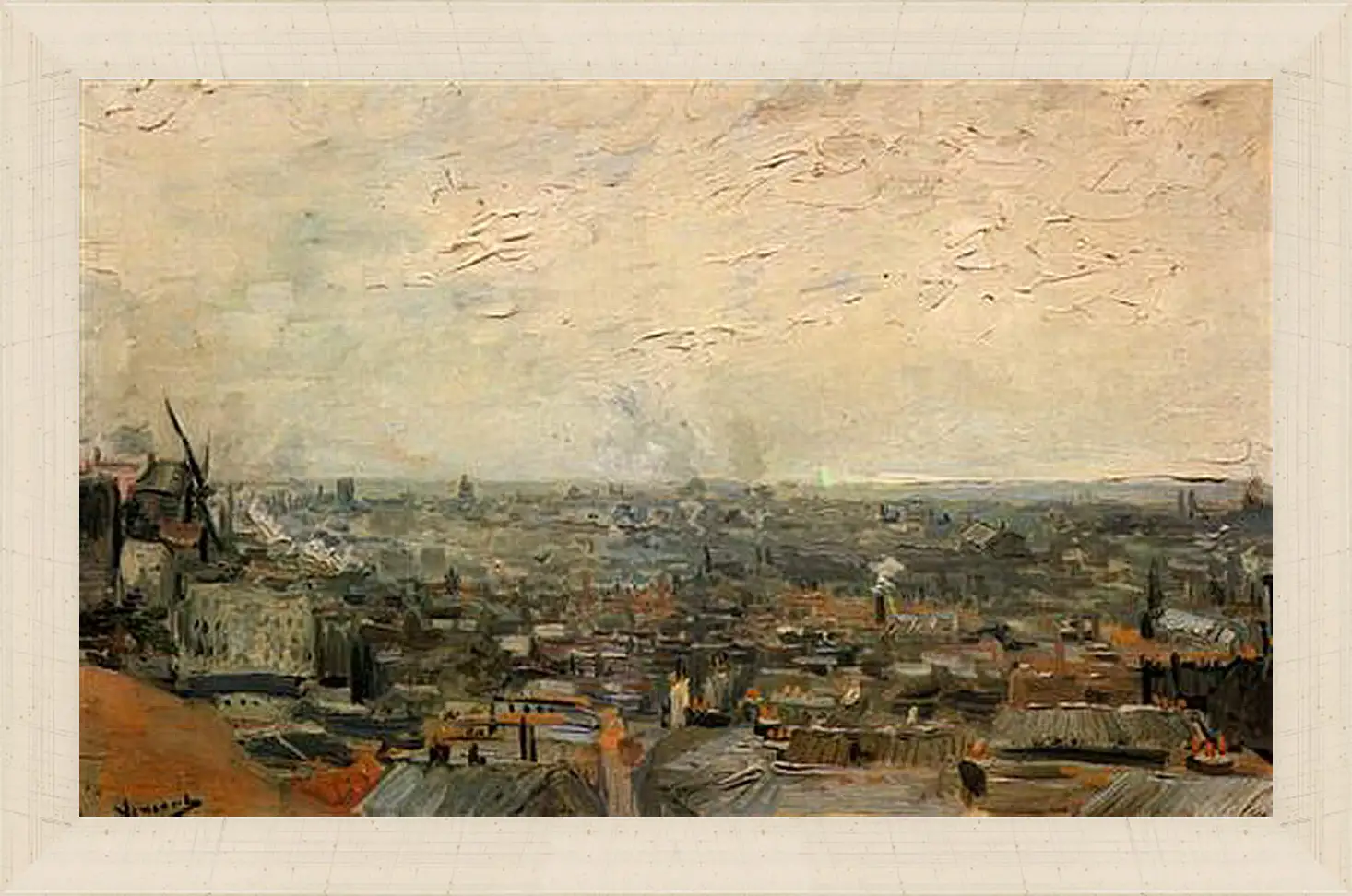 Картина в раме - View of Paris from Montmartre. Винсент Ван Гог