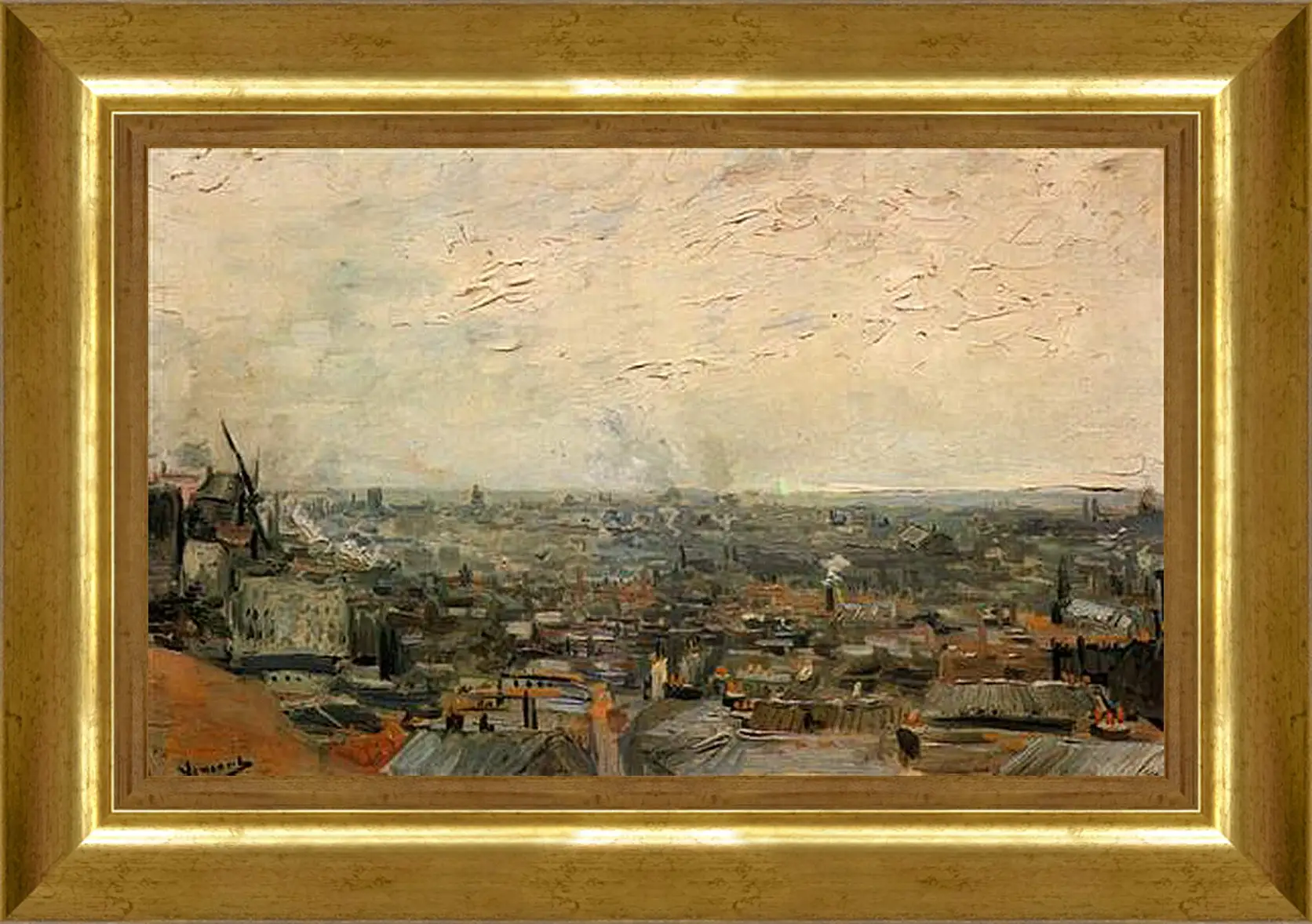 Картина в раме - View of Paris from Montmartre. Винсент Ван Гог