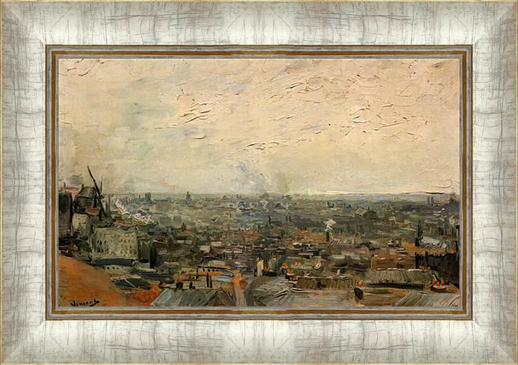 Картина в раме - View of Paris from Montmartre. Винсент Ван Гог