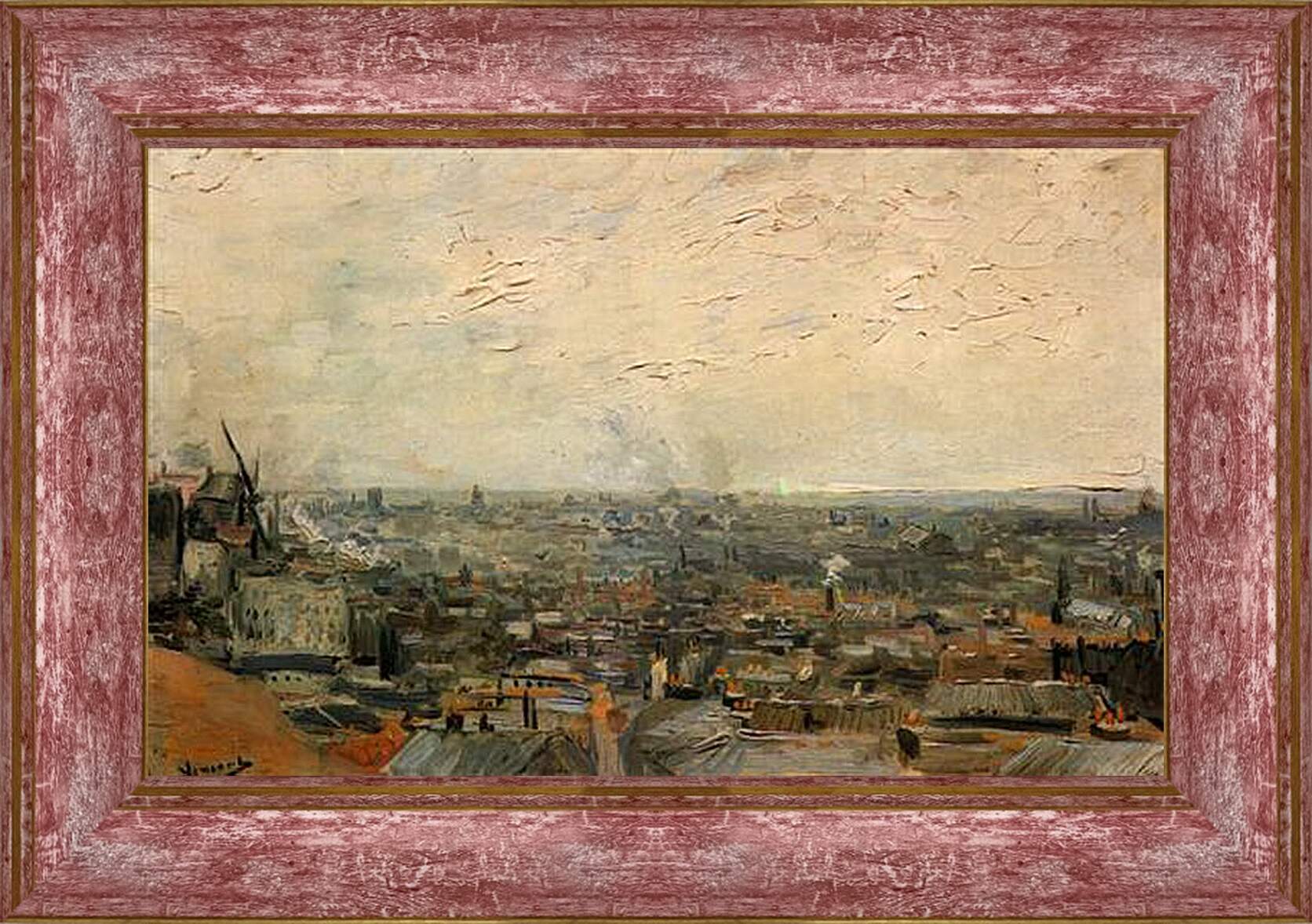 Картина в раме - View of Paris from Montmartre. Винсент Ван Гог