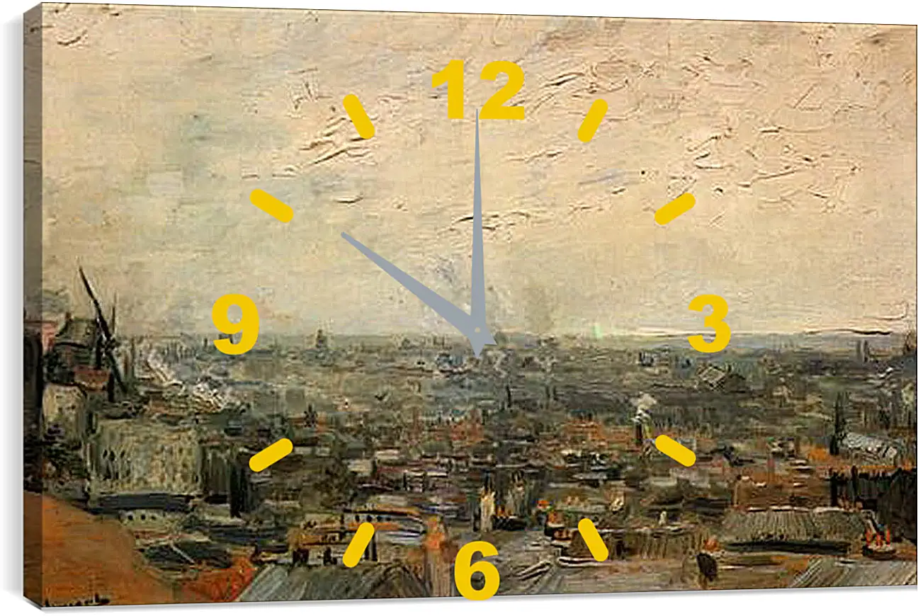 Часы картина - View of Paris from Montmartre. Винсент Ван Гог