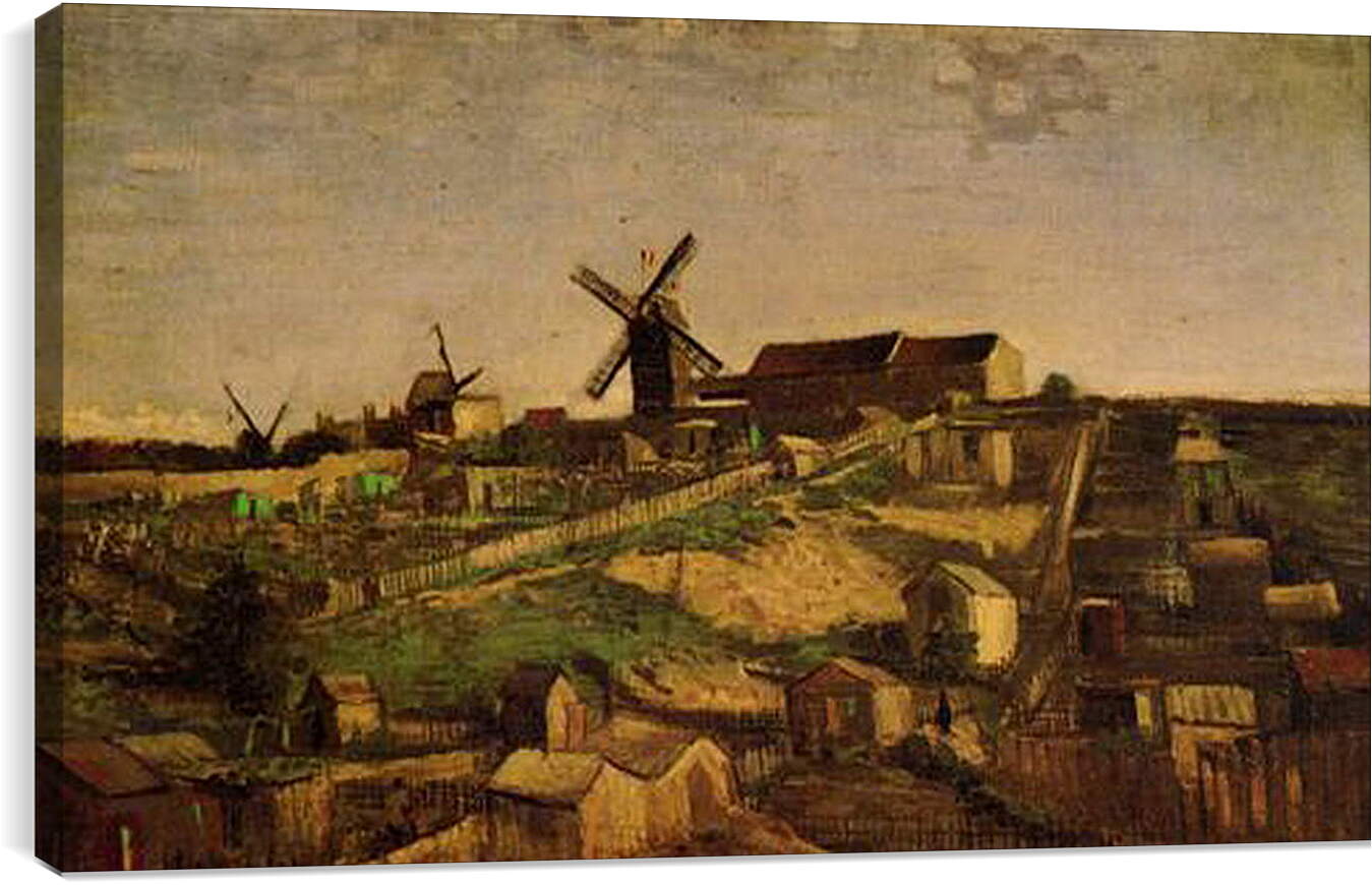 Постер и плакат - View of Montmartre with Windmills. Винсент Ван Гог
