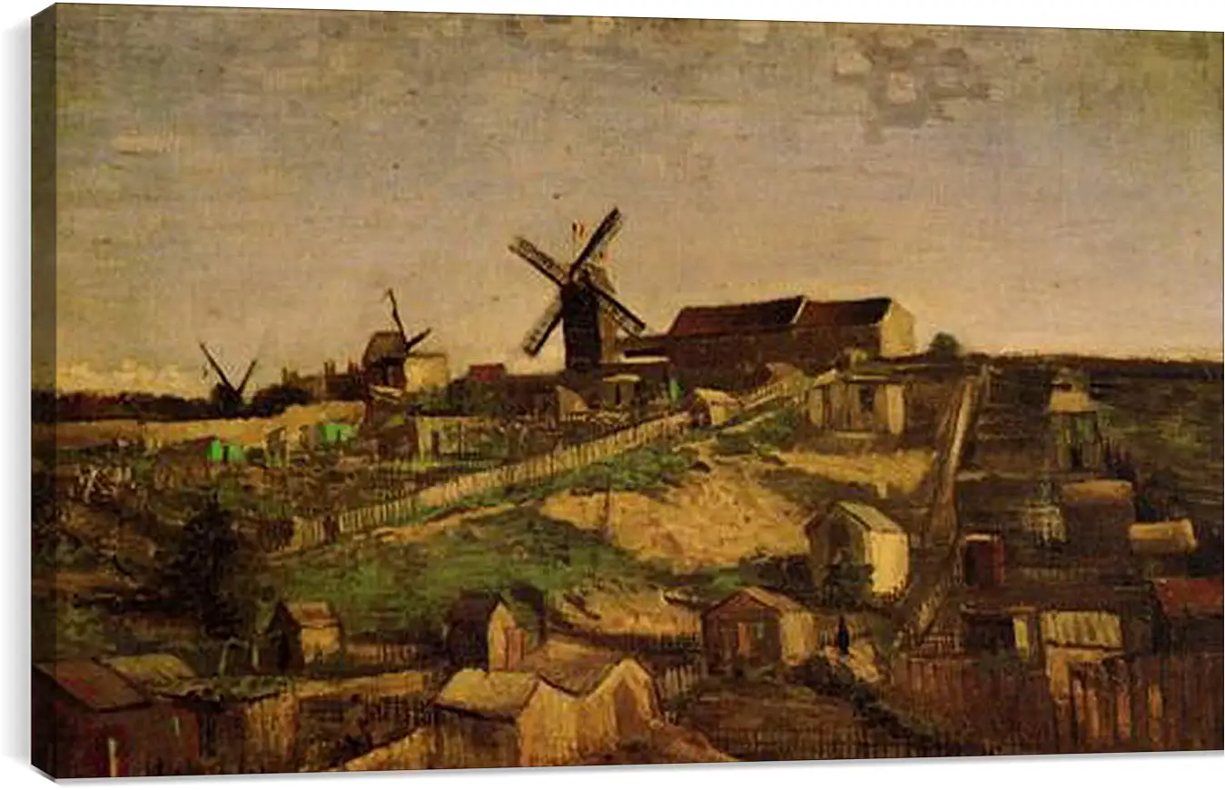 Постер и плакат - View of Montmartre with Windmills. Винсент Ван Гог