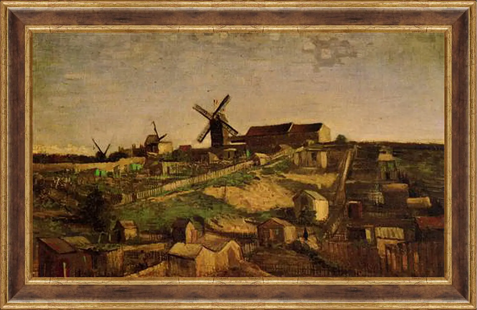 Картина в раме - View of Montmartre with Windmills. Винсент Ван Гог