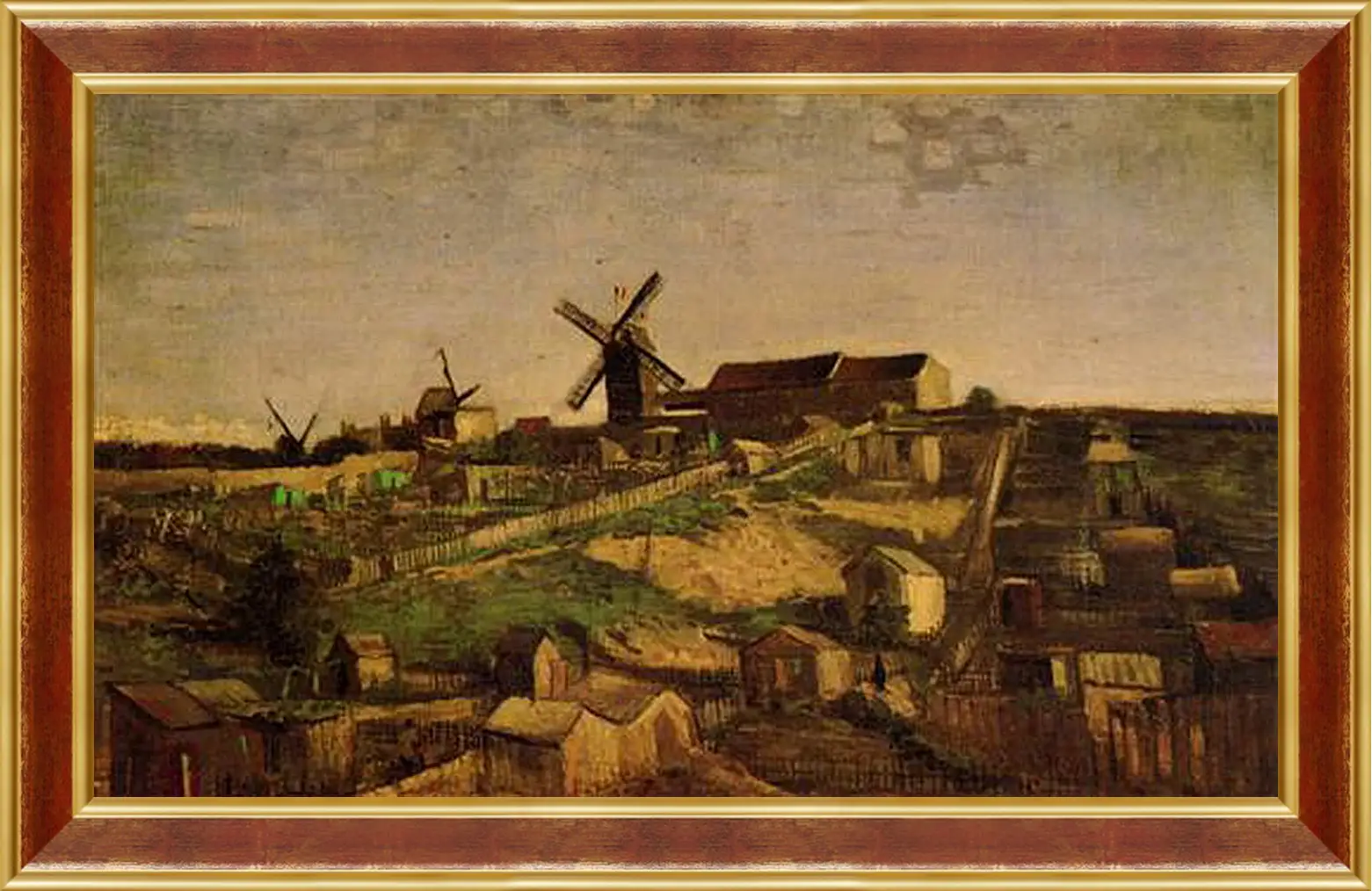 Картина в раме - View of Montmartre with Windmills. Винсент Ван Гог