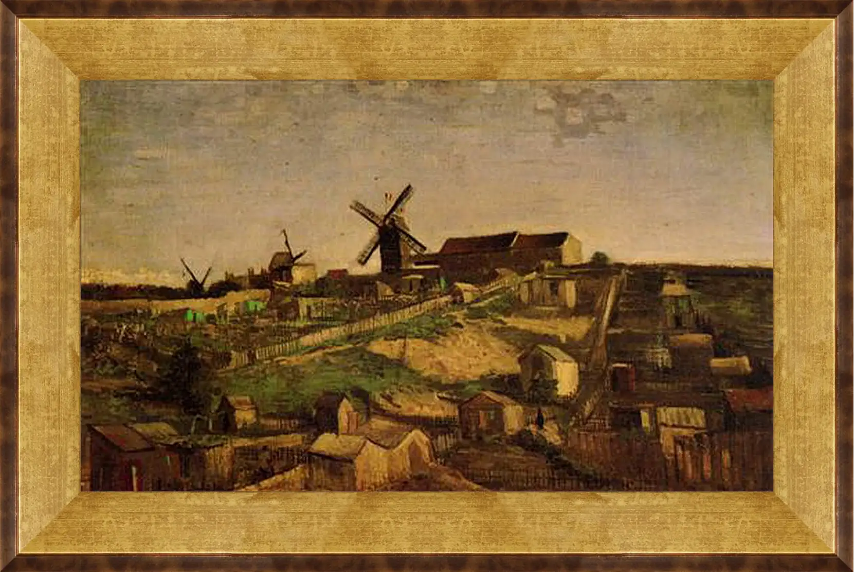 Картина в раме - View of Montmartre with Windmills. Винсент Ван Гог