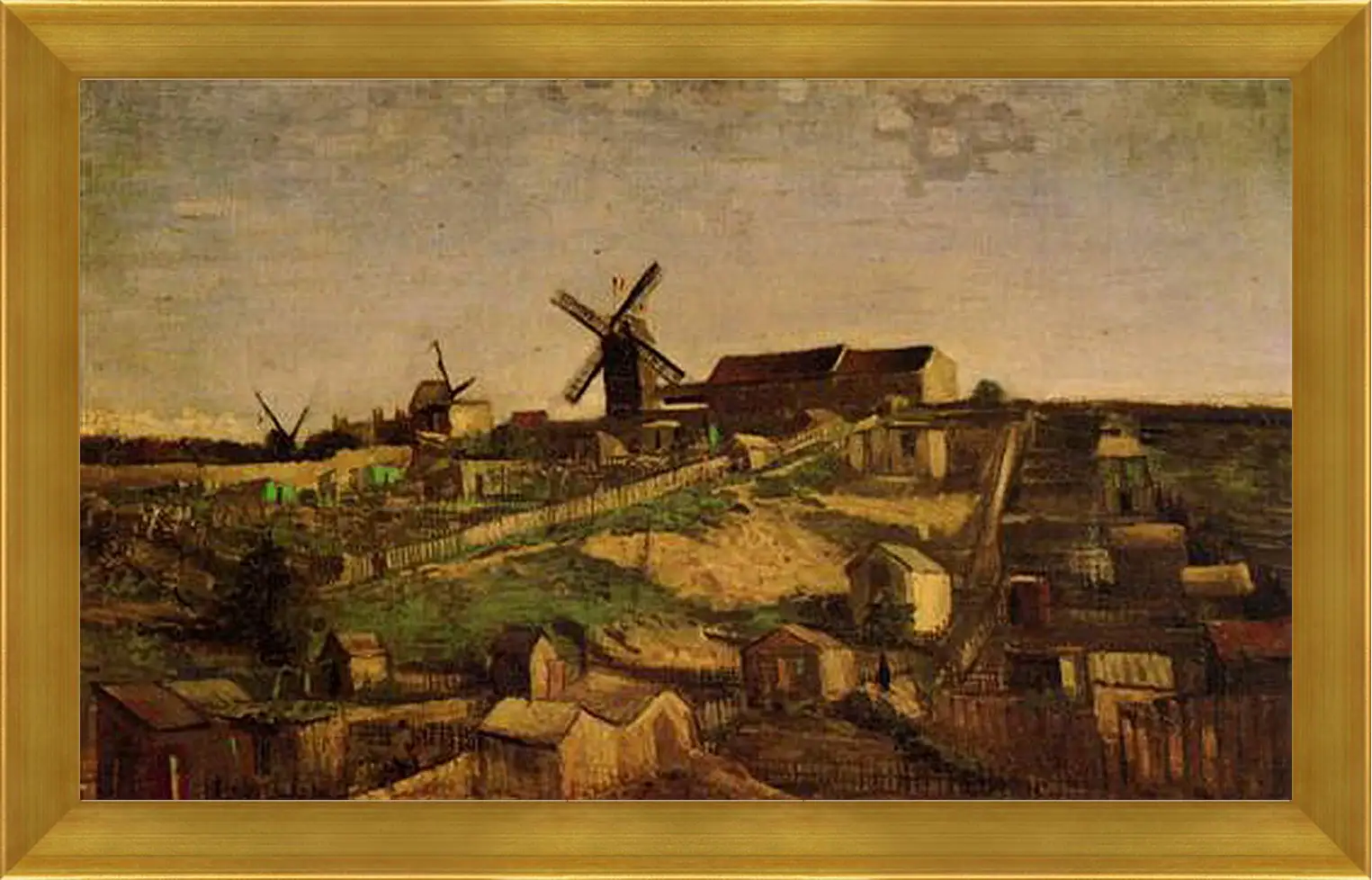 Картина в раме - View of Montmartre with Windmills. Винсент Ван Гог
