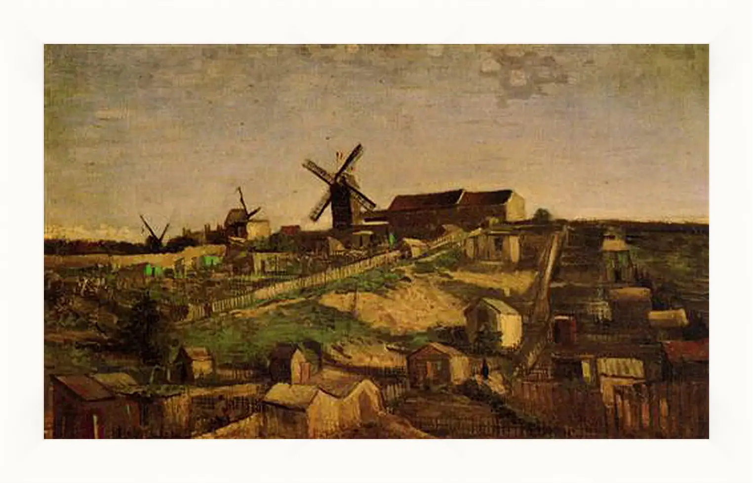 Картина в раме - View of Montmartre with Windmills. Винсент Ван Гог