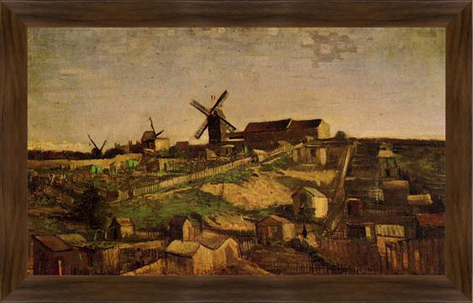 Картина в раме - View of Montmartre with Windmills. Винсент Ван Гог
