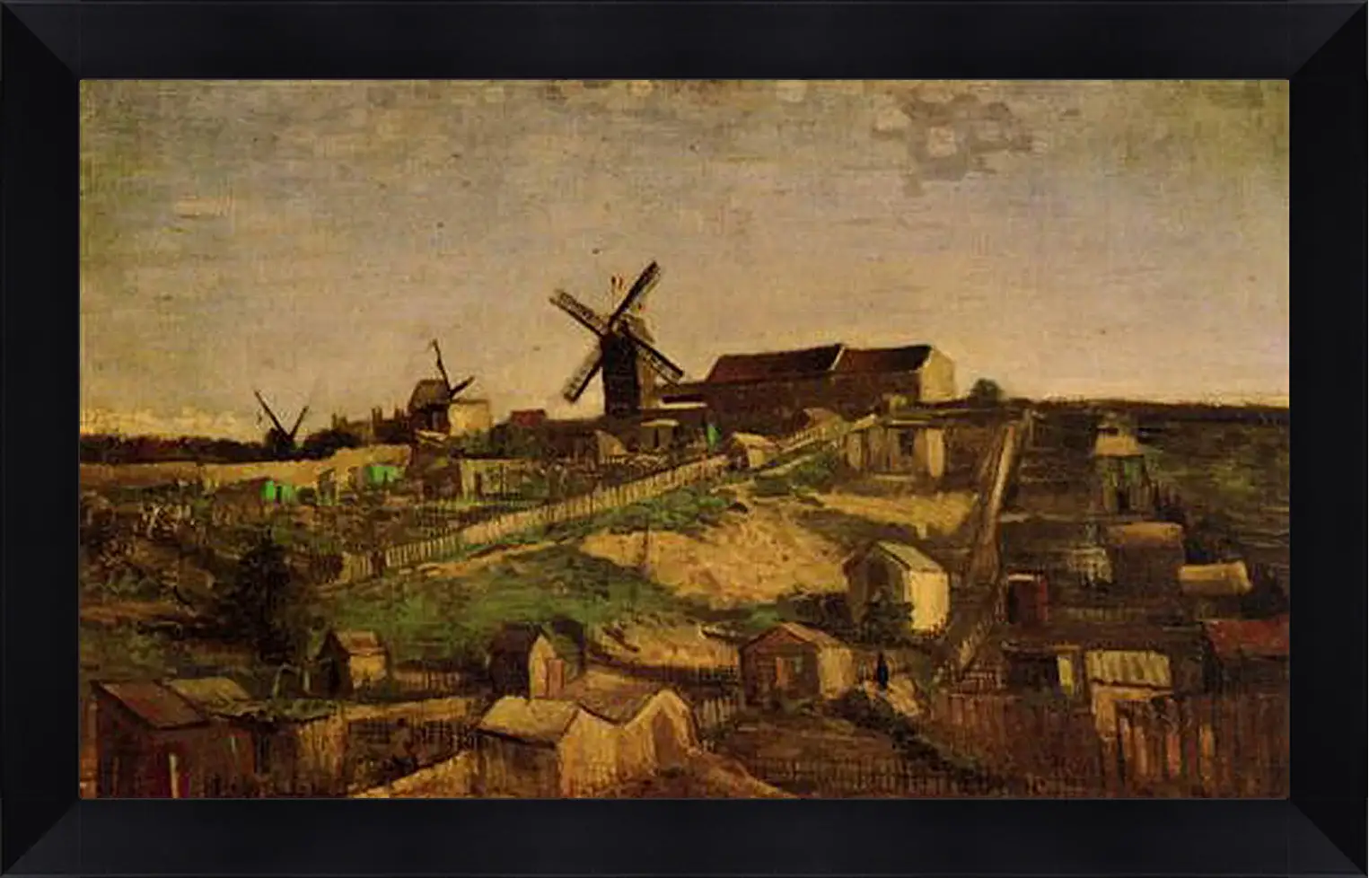 Картина в раме - View of Montmartre with Windmills. Винсент Ван Гог