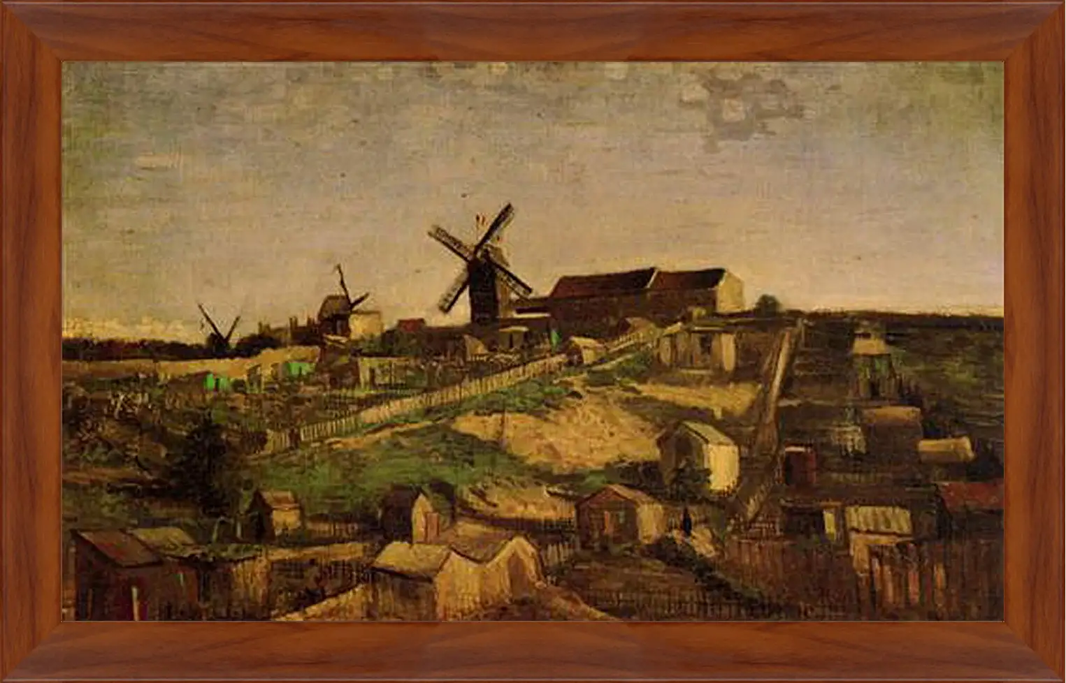 Картина в раме - View of Montmartre with Windmills. Винсент Ван Гог