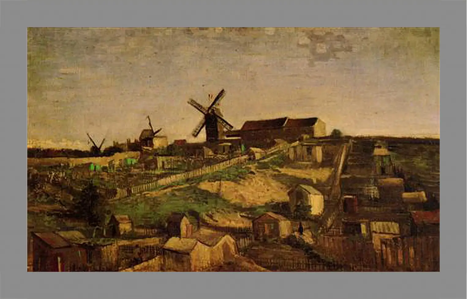 Картина в раме - View of Montmartre with Windmills. Винсент Ван Гог