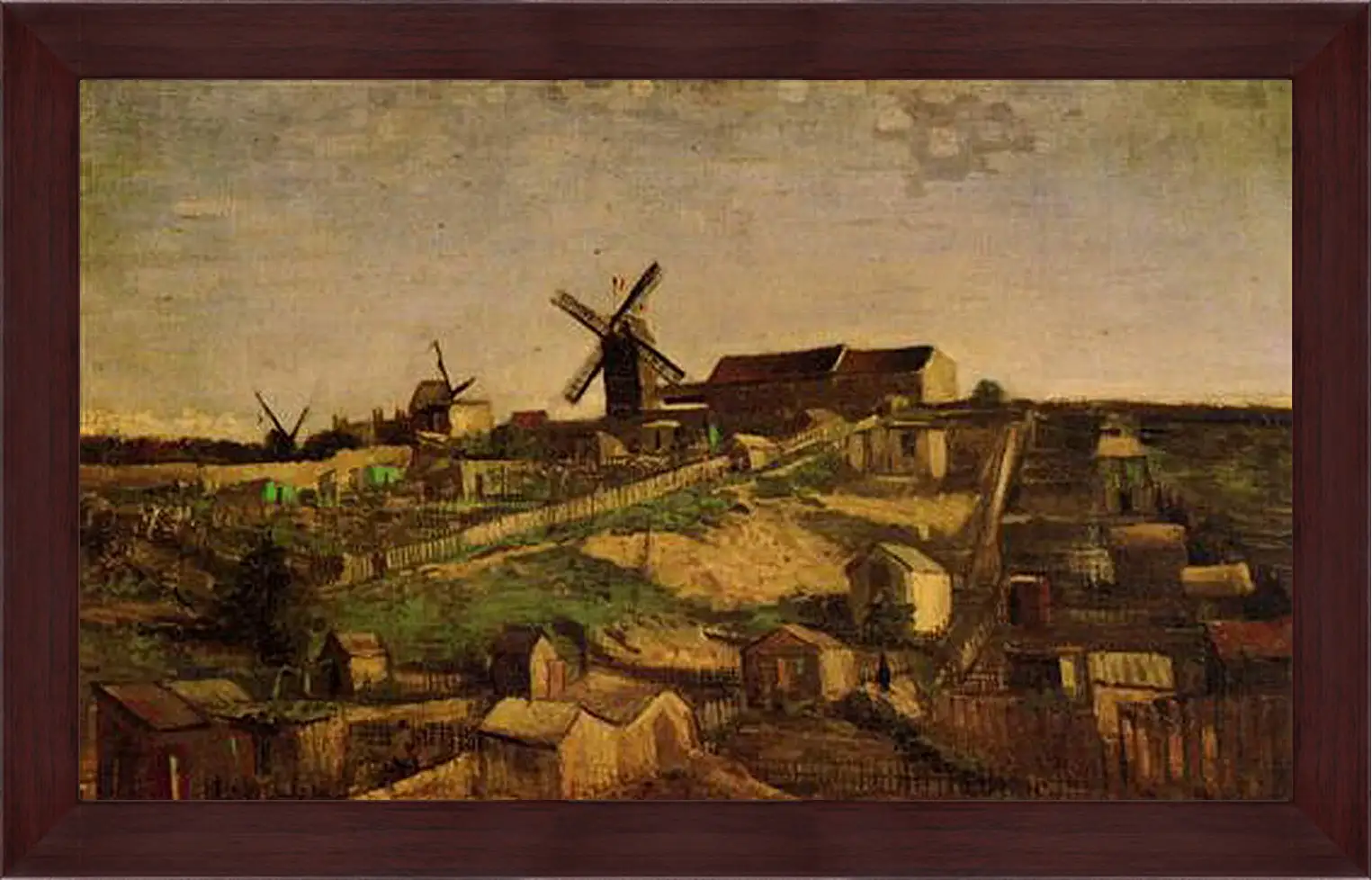 Картина в раме - View of Montmartre with Windmills. Винсент Ван Гог
