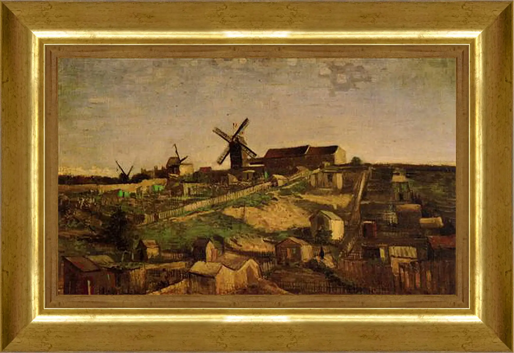 Картина в раме - View of Montmartre with Windmills. Винсент Ван Гог