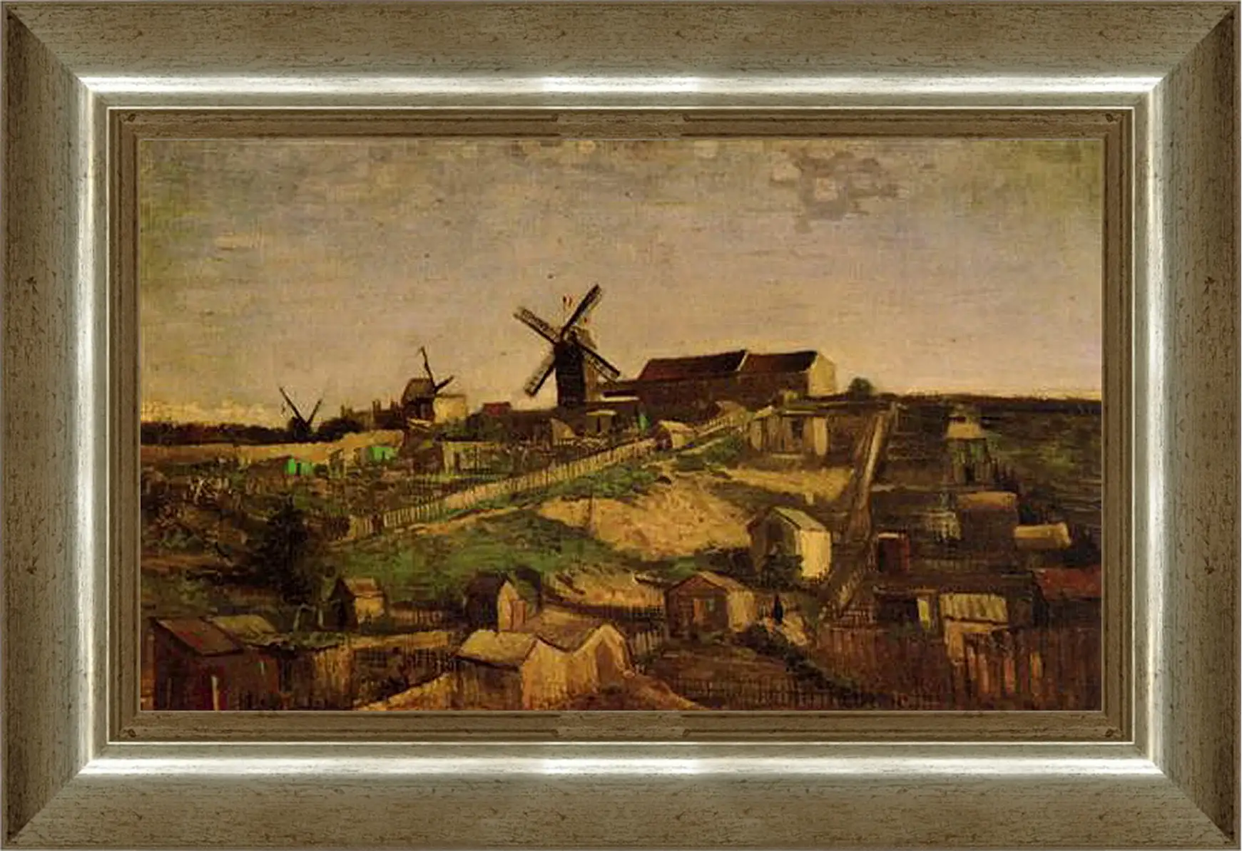 Картина в раме - View of Montmartre with Windmills. Винсент Ван Гог