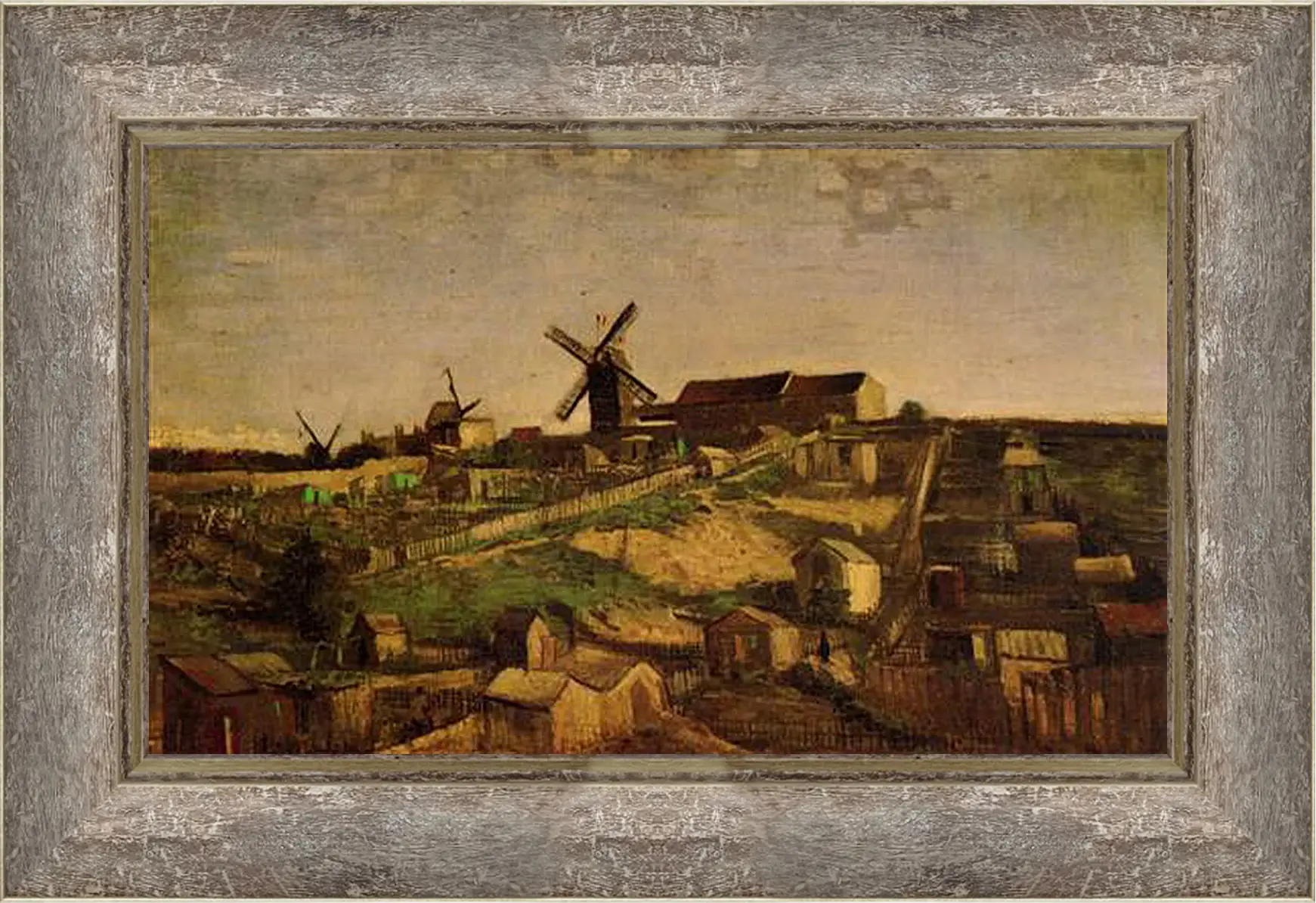 Картина в раме - View of Montmartre with Windmills. Винсент Ван Гог