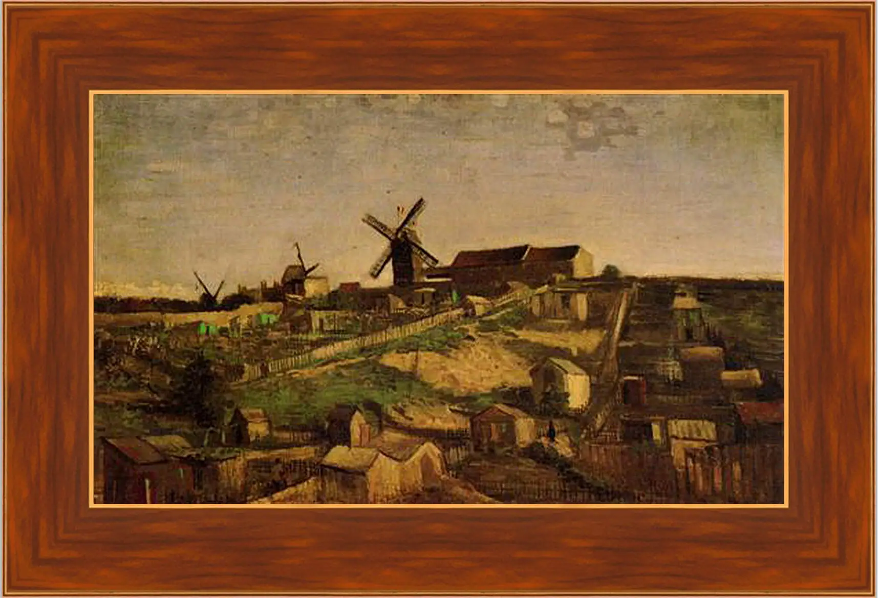 Картина в раме - View of Montmartre with Windmills. Винсент Ван Гог