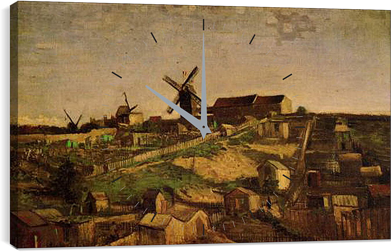 Часы картина - View of Montmartre with Windmills. Винсент Ван Гог