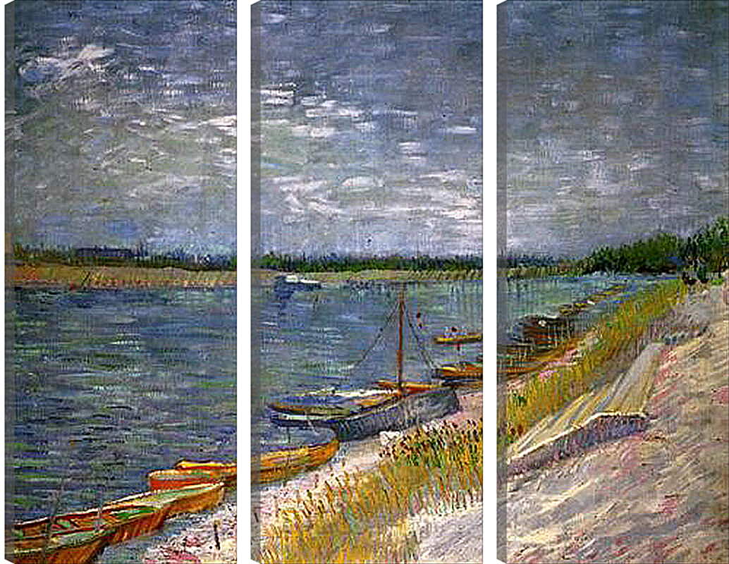 Модульная картина - View of a River with Rowing Boats. Винсент Ван Гог