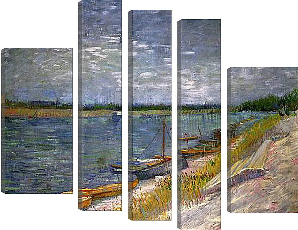 Модульная картина - View of a River with Rowing Boats. Винсент Ван Гог