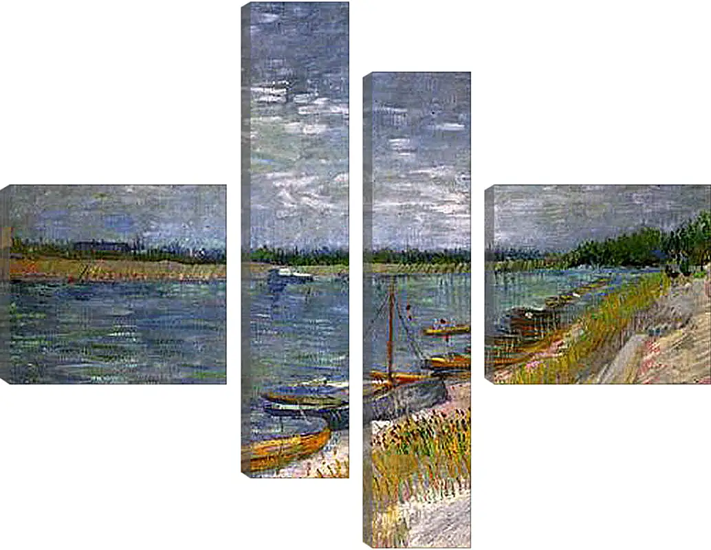 Модульная картина - View of a River with Rowing Boats. Винсент Ван Гог