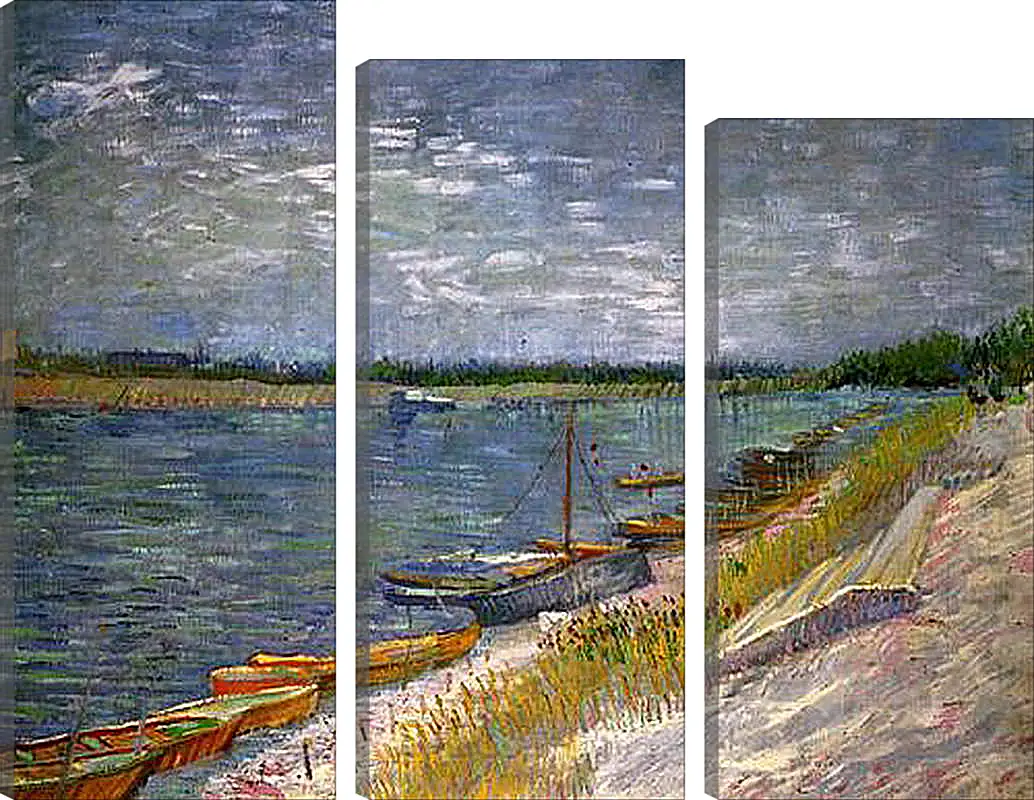 Модульная картина - View of a River with Rowing Boats. Винсент Ван Гог