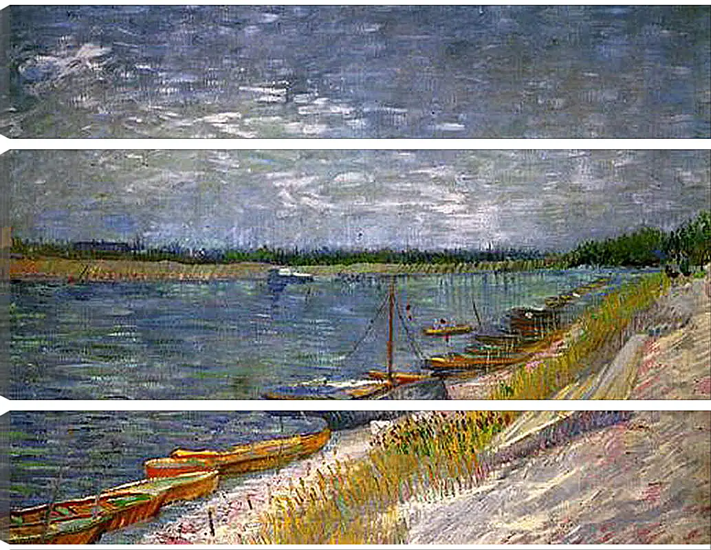 Модульная картина - View of a River with Rowing Boats. Винсент Ван Гог