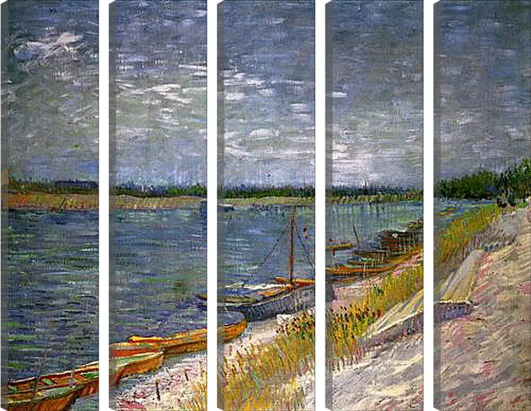 Модульная картина - View of a River with Rowing Boats. Винсент Ван Гог