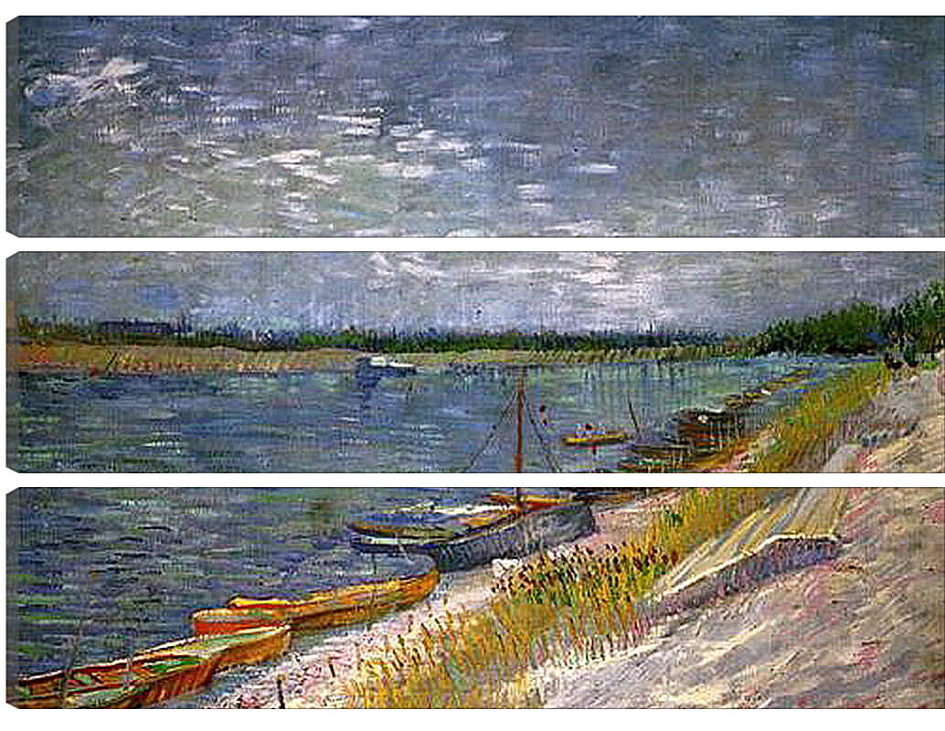 Модульная картина - View of a River with Rowing Boats. Винсент Ван Гог
