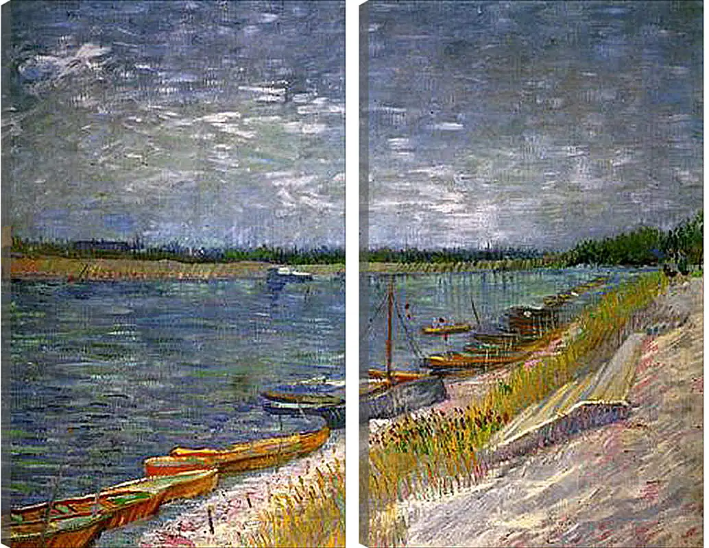 Модульная картина - View of a River with Rowing Boats. Винсент Ван Гог