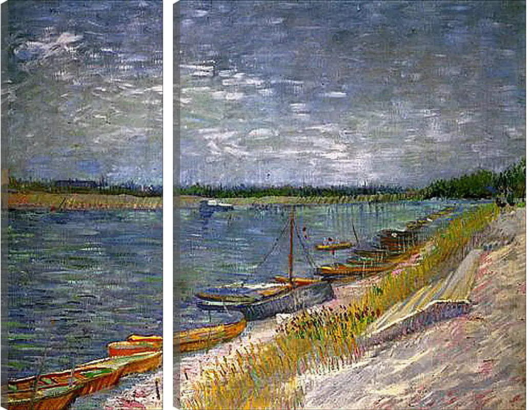 Модульная картина - View of a River with Rowing Boats. Винсент Ван Гог