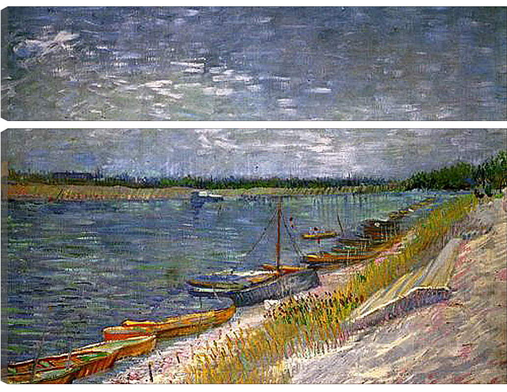 Модульная картина - View of a River with Rowing Boats. Винсент Ван Гог
