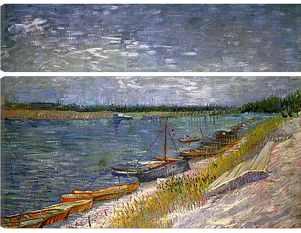Модульная картина - View of a River with Rowing Boats. Винсент Ван Гог