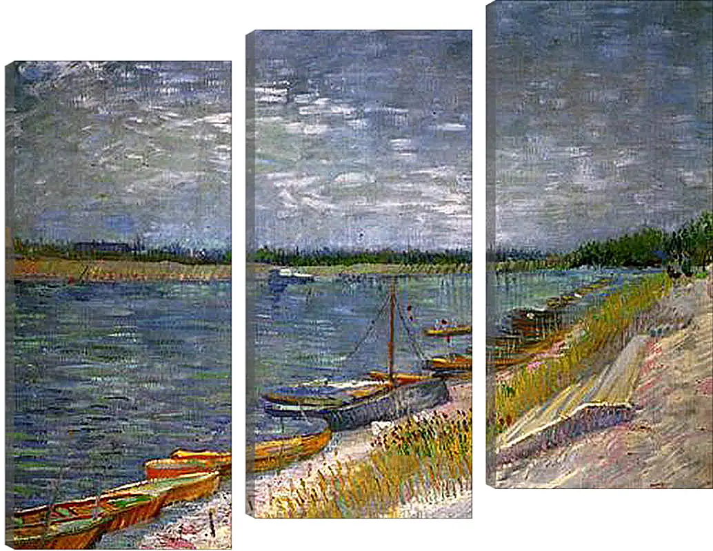 Модульная картина - View of a River with Rowing Boats. Винсент Ван Гог