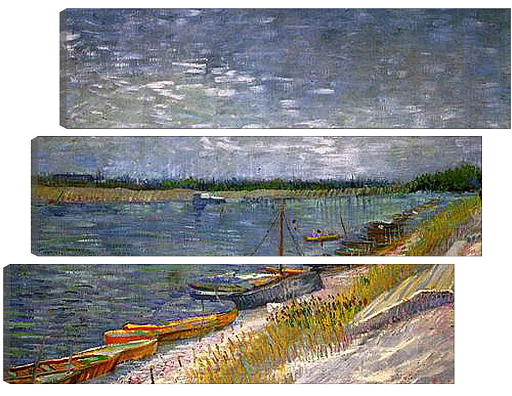 Модульная картина - View of a River with Rowing Boats. Винсент Ван Гог