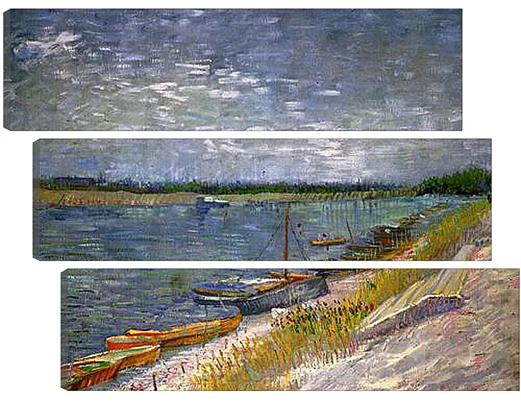 Модульная картина - View of a River with Rowing Boats. Винсент Ван Гог