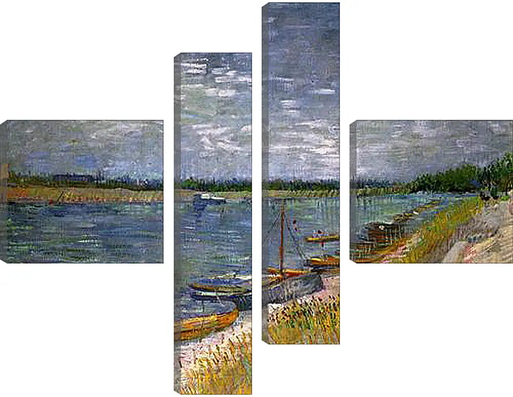 Модульная картина - View of a River with Rowing Boats. Винсент Ван Гог