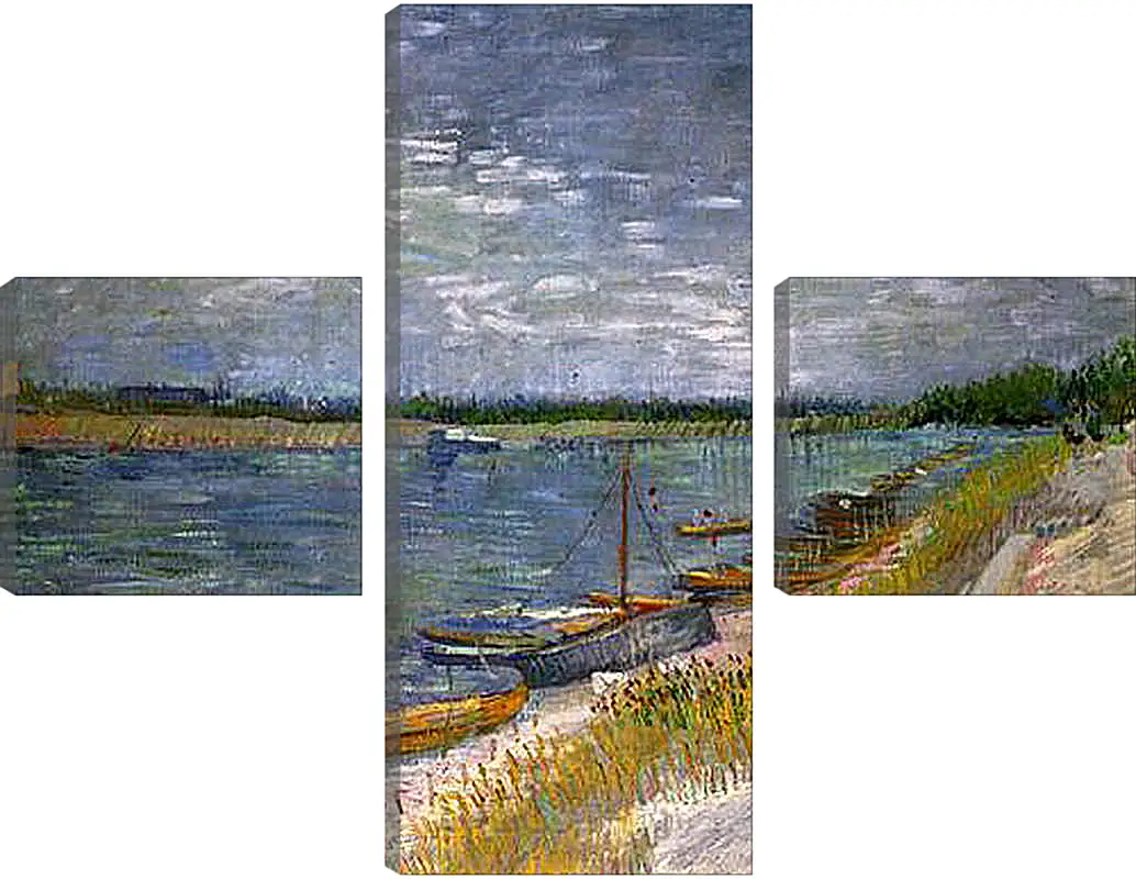 Модульная картина - View of a River with Rowing Boats. Винсент Ван Гог