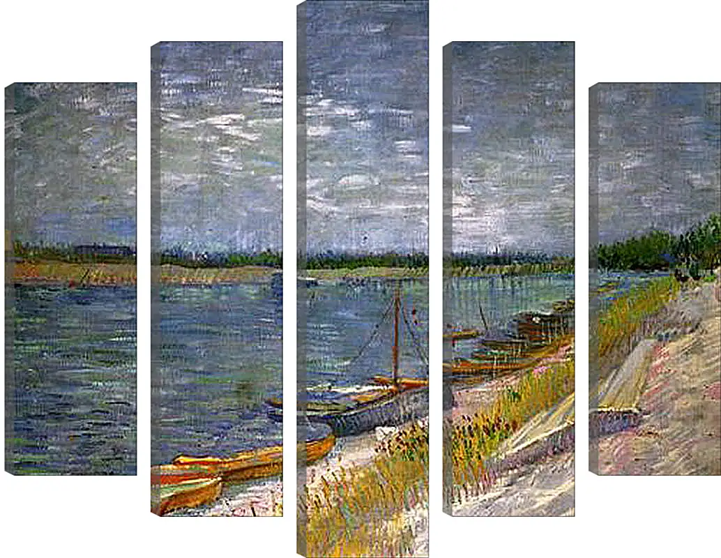 Модульная картина - View of a River with Rowing Boats. Винсент Ван Гог