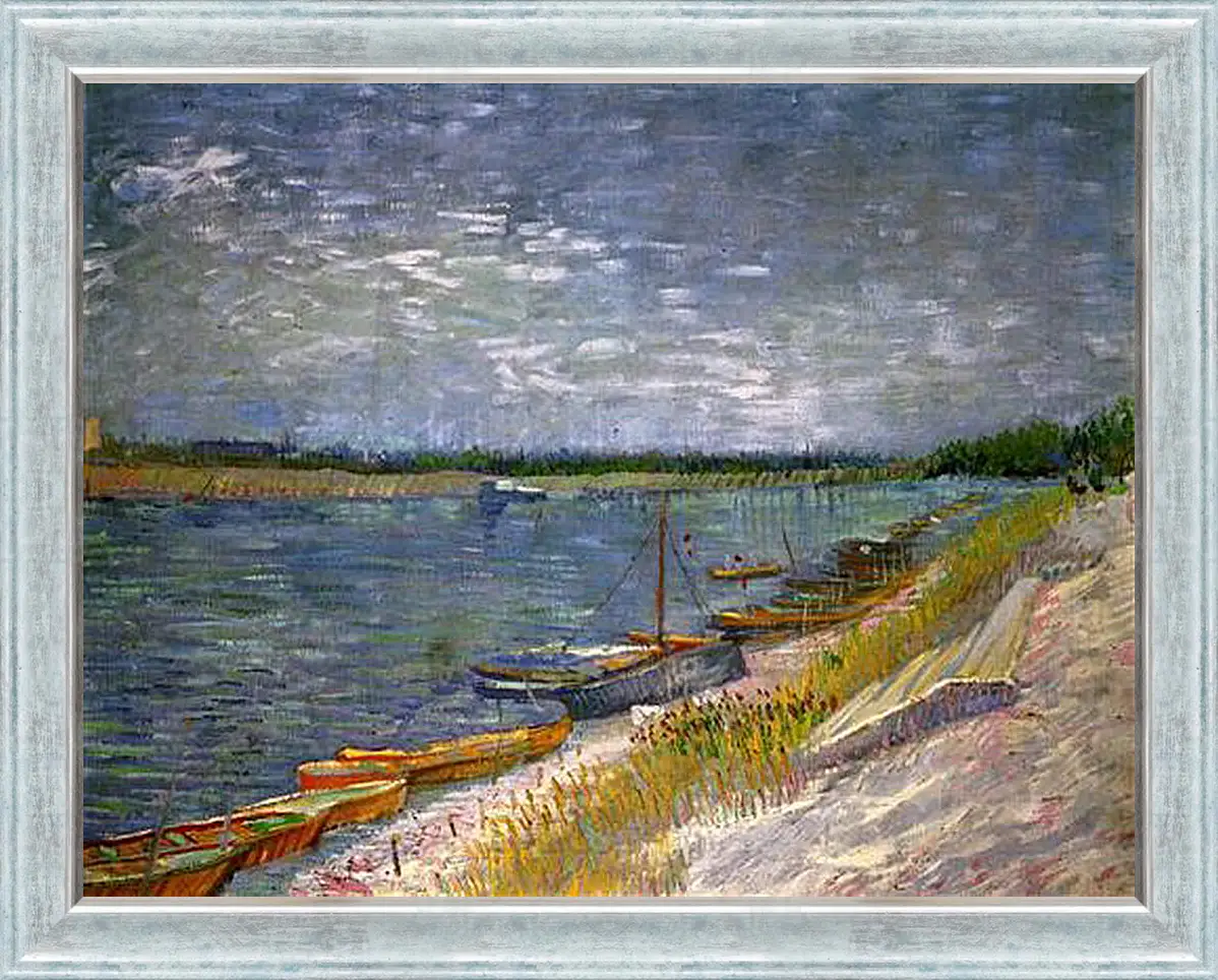 Картина в раме - View of a River with Rowing Boats. Винсент Ван Гог