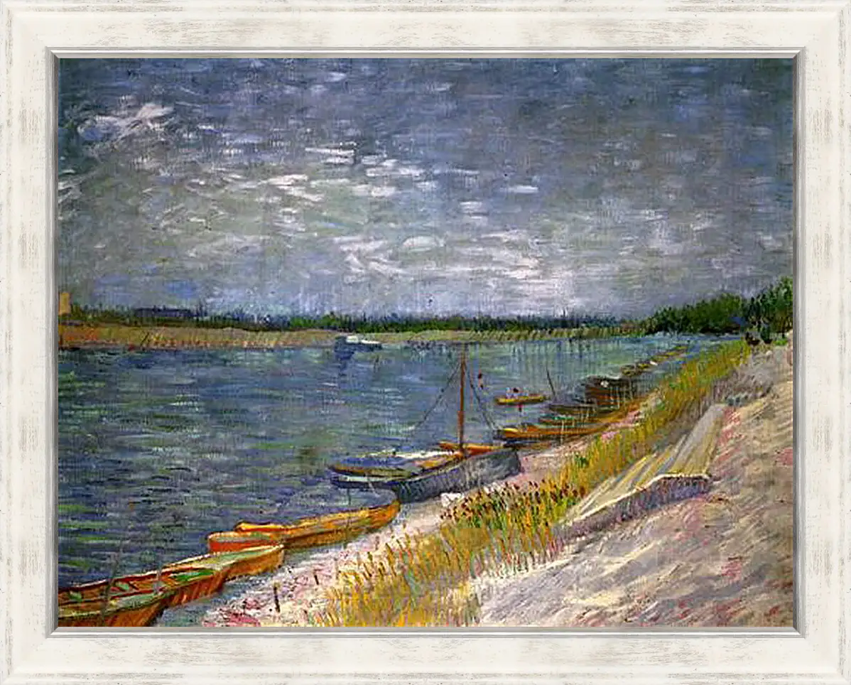 Картина в раме - View of a River with Rowing Boats. Винсент Ван Гог
