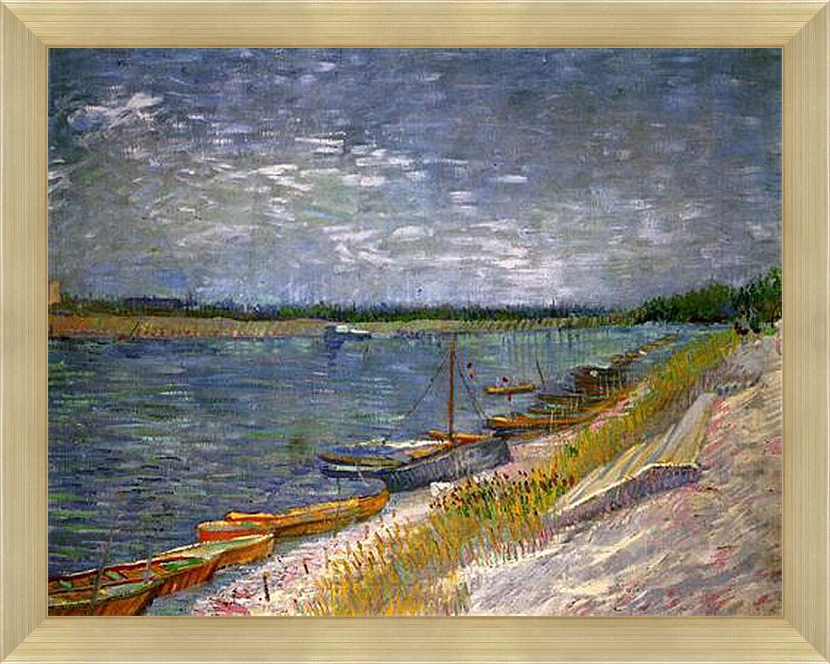 Картина в раме - View of a River with Rowing Boats. Винсент Ван Гог
