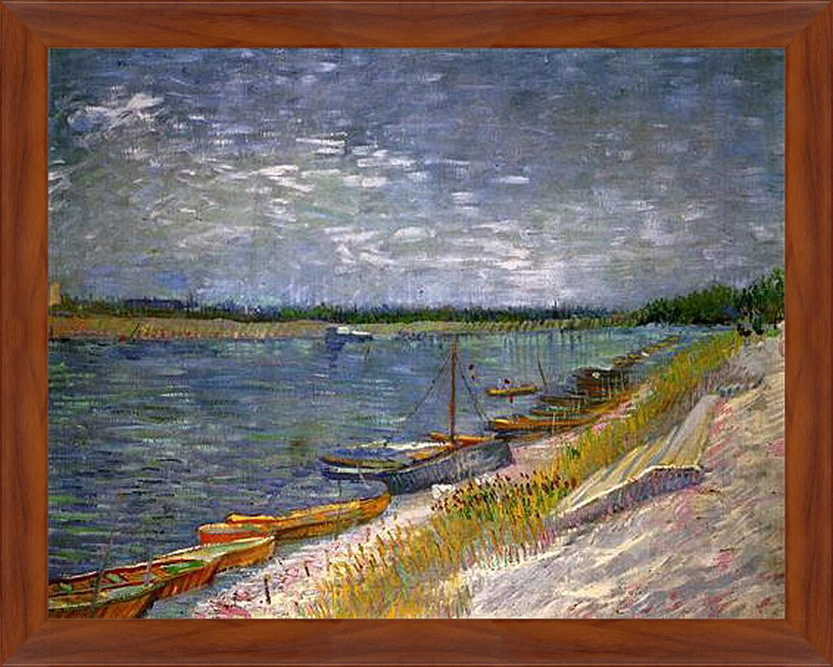 Картина в раме - View of a River with Rowing Boats. Винсент Ван Гог