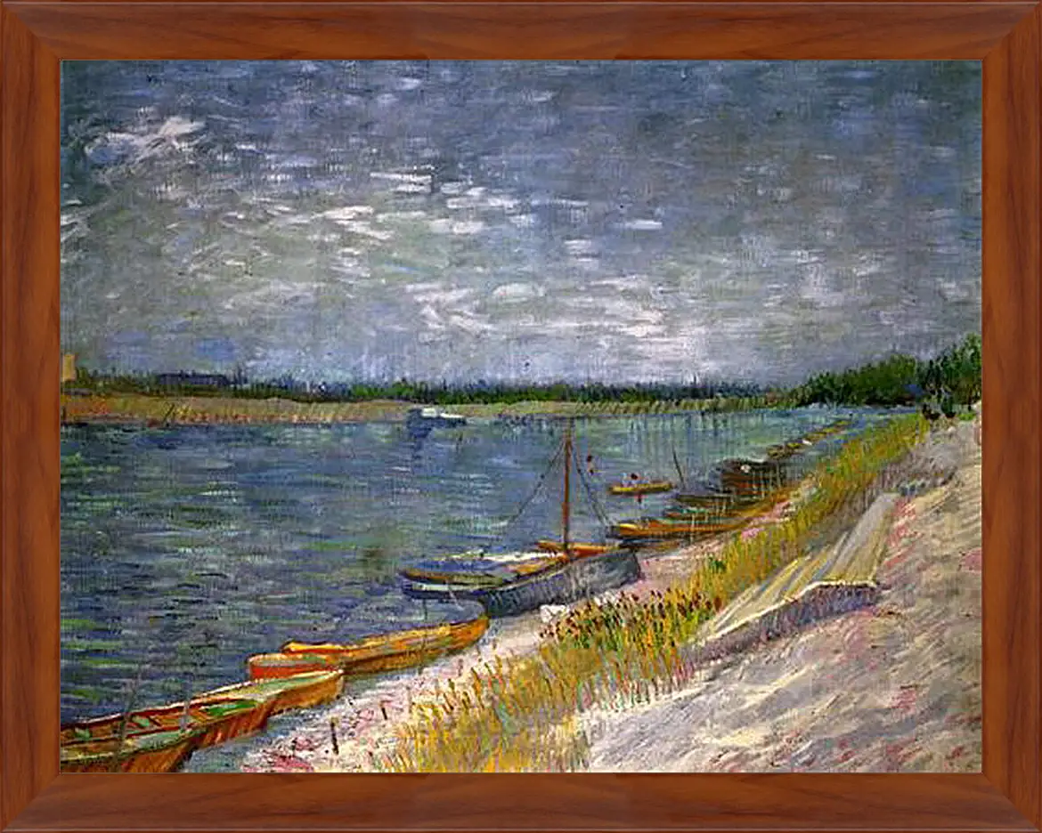 Картина в раме - View of a River with Rowing Boats. Винсент Ван Гог
